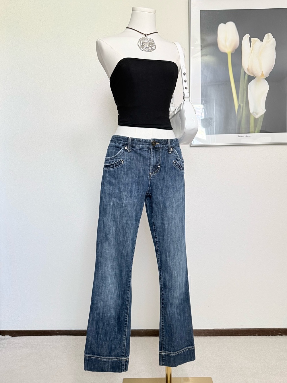Vintage Tommy Hilfiger Low Rise Cropped Jeans Embroidered Y2K Grunge Indie
